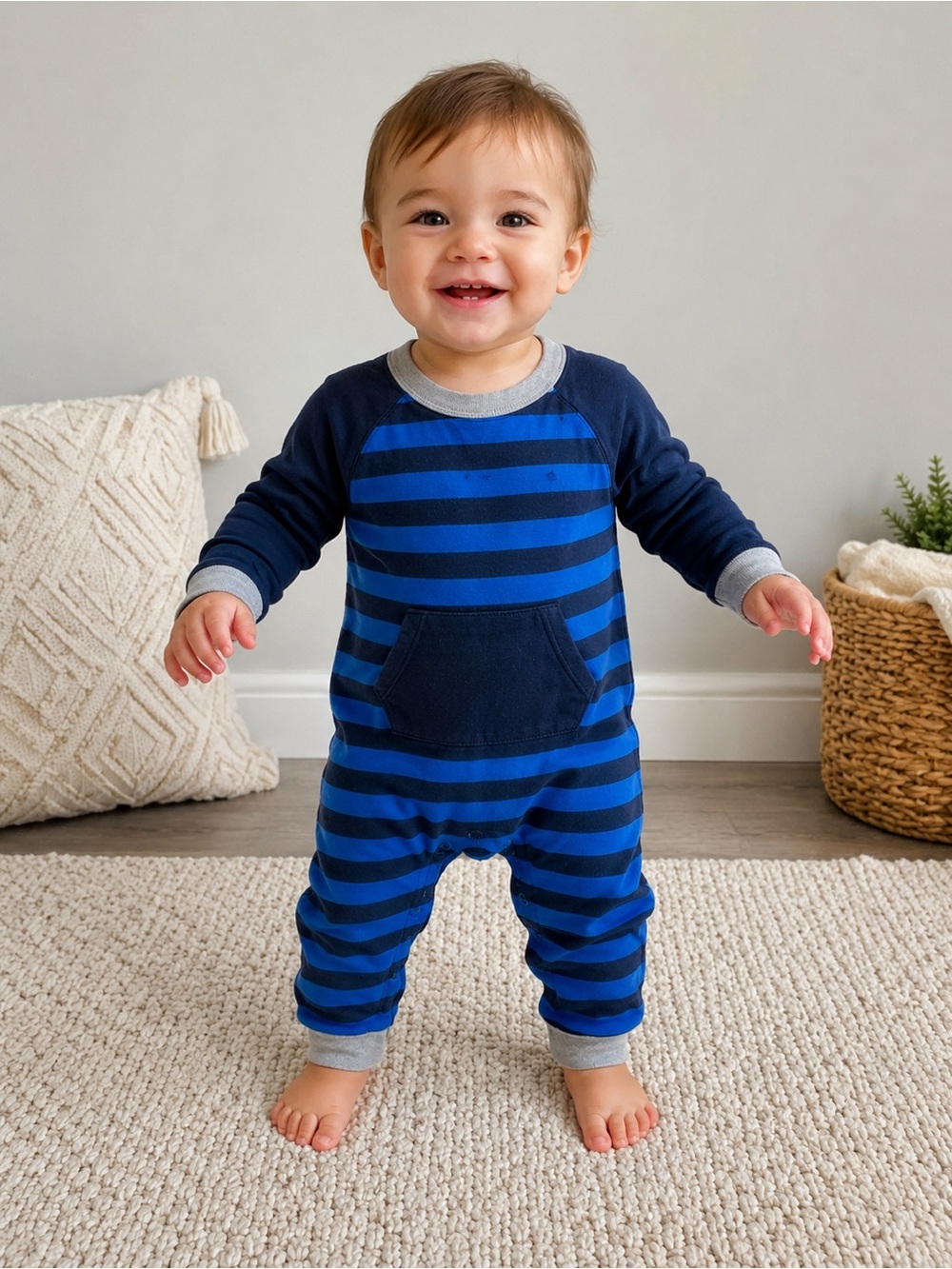 GAP Navy and Royal Blue Striped One-Piece Bodysuit